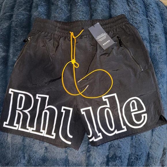 Rhude Other - Rhude Black Shorts with Bold Yellow Accent